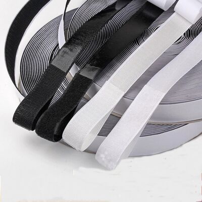20mm Self Adhesive Hook And Loop Tape Black  2 Inch Rolls Hot Melt Glue