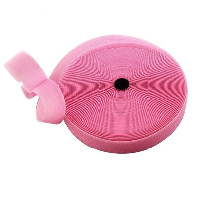 25m / Roll 100% Nylon Velcro Adhesive Tape Pink Multifunction