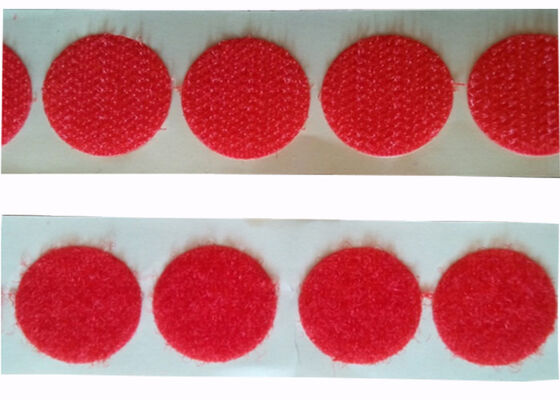 Eco Friendly Red Hook And Loop Dots Customized Shape With Hot Melt Glue