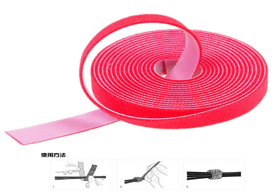 Flexible ROSH 2.5cm Hook And Loop nylon Cable Tie Self Locking