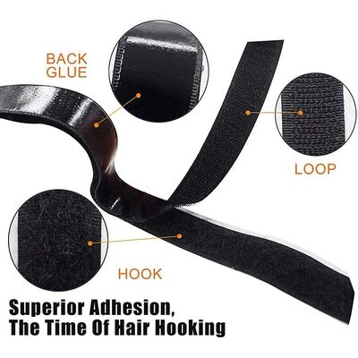 20mm Black Hotmelt Adhesive Nylon Self Adhesive Hook And Loop Tape for Shoes and Garments