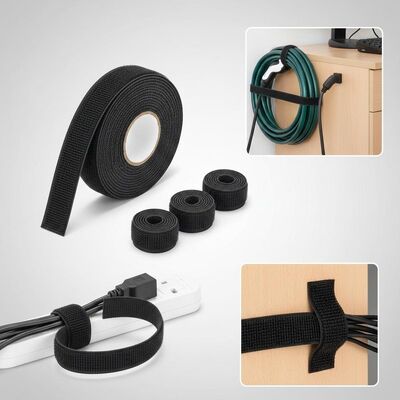 Heavy Duty Self Adhesive Reusable Hook and Loop Tape Velcro Cable Tie for Home Office and Car
