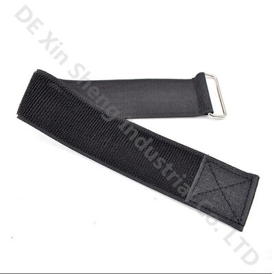 25mm * 450mm Nylon Hook And Loop Strap Wide Cable Ties With Buckle Black Color