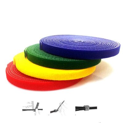 Reusable 2cm Width ROSH hook and loop wrap cable tie  25m/Roll
