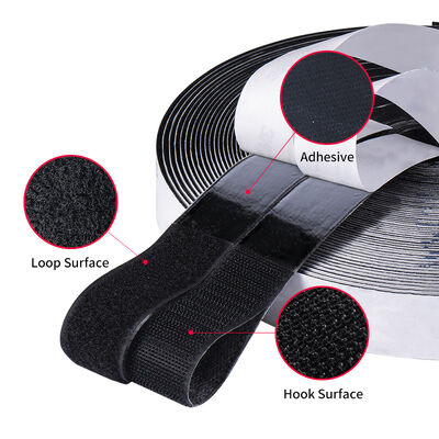 16mm Black Hook And Loop Tape Self Adhesive Strong Sticky Backed Velcro Tape