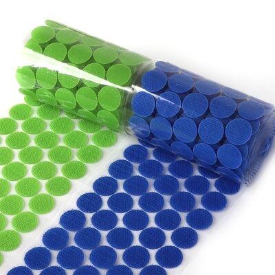 Colored Industrial Dia 18mm Hook And Loop Dots Double Side Sticky