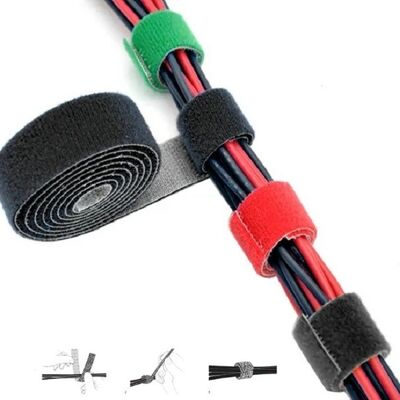 Heavy Duty Self Adhesive Reusable Hook and Loop Tape Velcro Cable Tie for Home Office and Car
